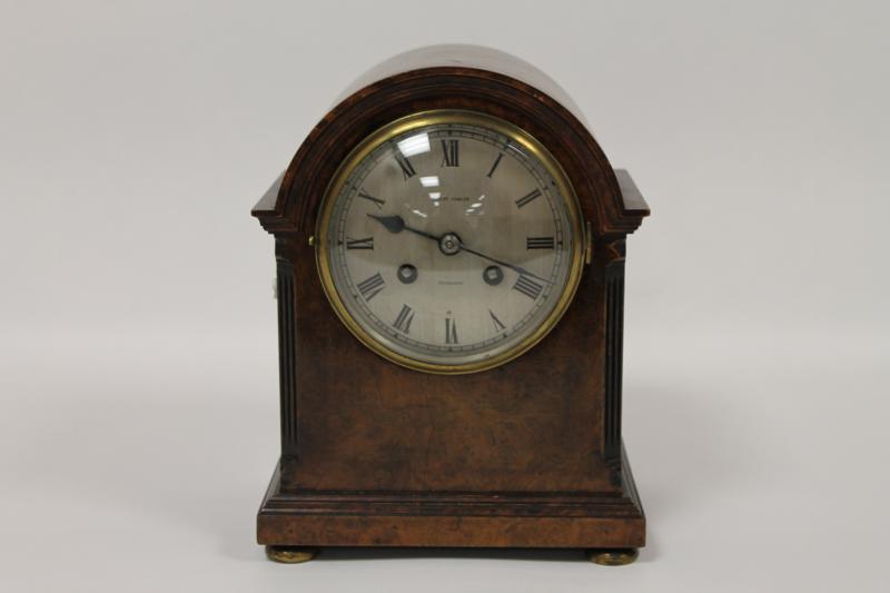 A Victorian Burr Walnut Mantel Clock
