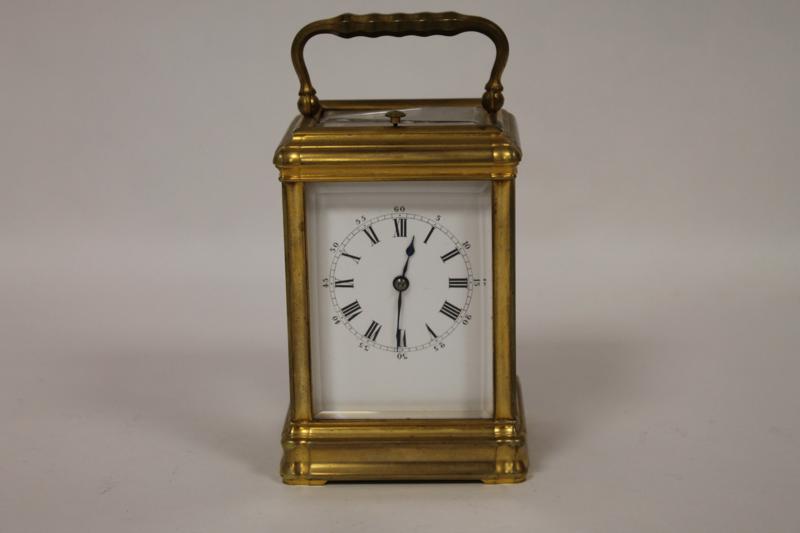 A French Striking and Repeating Brass Carriage Clock